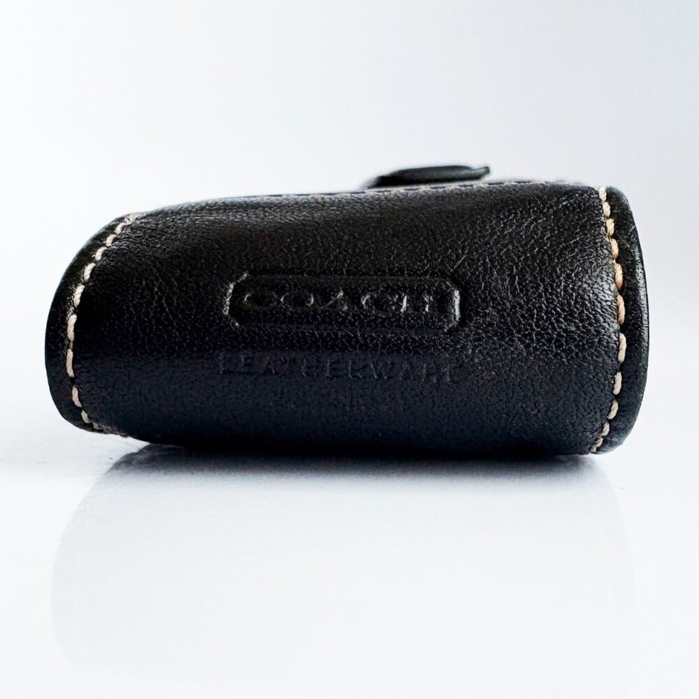 Vintage Coach Cell Phone Case Black Leather White Stitch 90s Retro - Picture 6 of 7